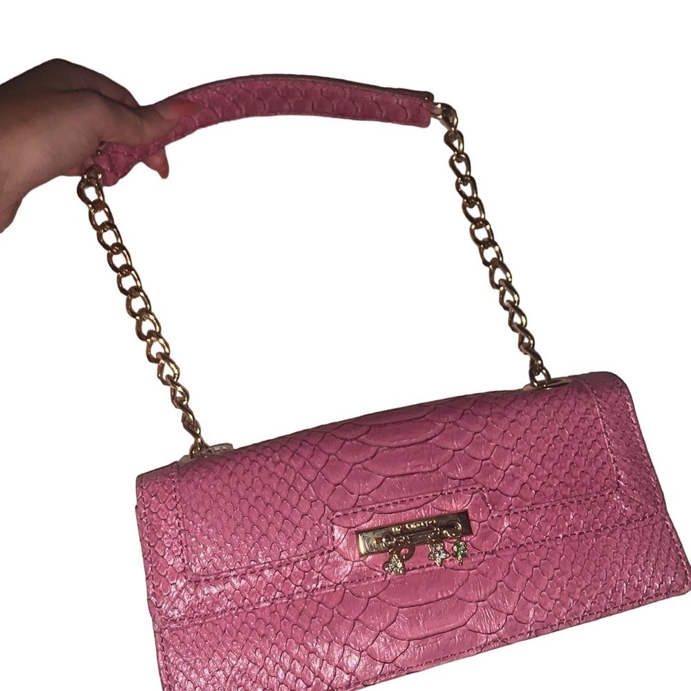 Pink y2k faux croc Liz Claiborne bag boho spring Diamond charms shoulder handbag
